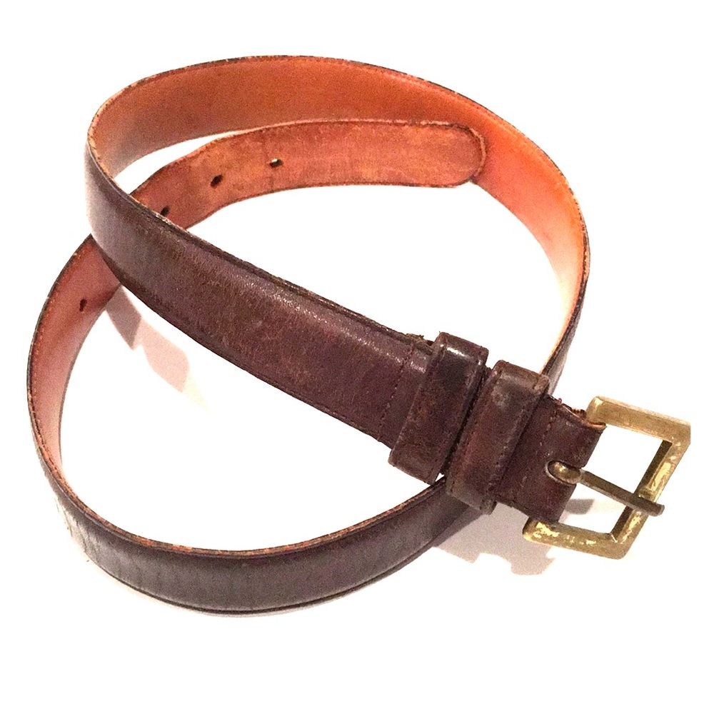 COACH distressed leather belt with brass buckle